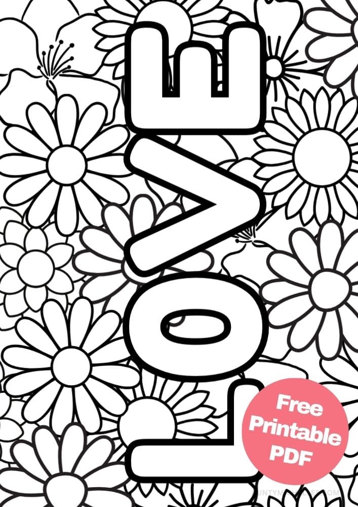 Free Valentine's Day Printable Coloring Pages for Kids V Day Colouring Book love flowers