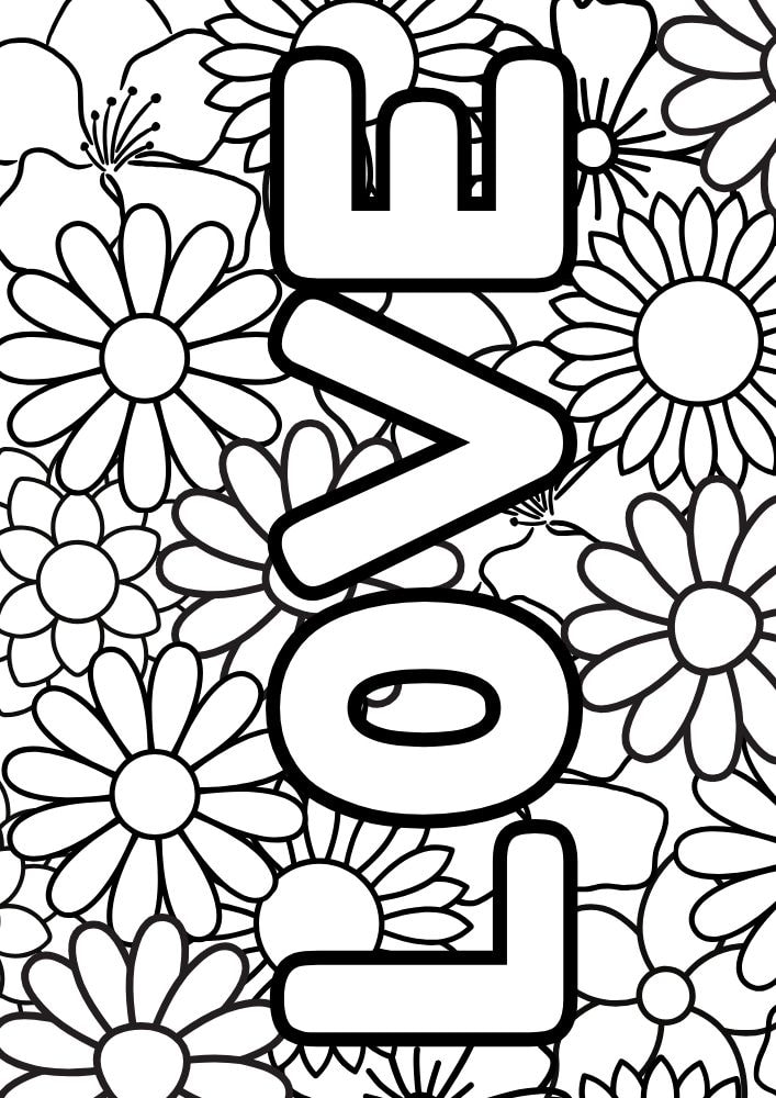 Free Valentine's Day Printable Coloring Pages for Kids V Day Colouring Book love flowers