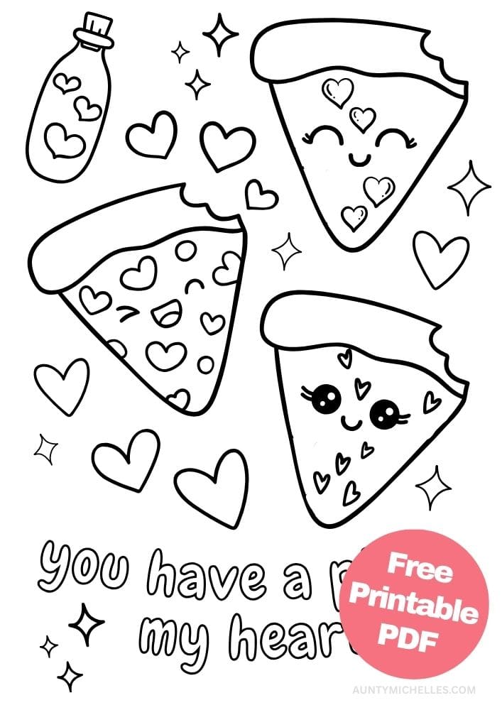Free Valentine's Day Printable Coloring Pages for Kids V Day Colouring Book love hearts you have a pizza my heart