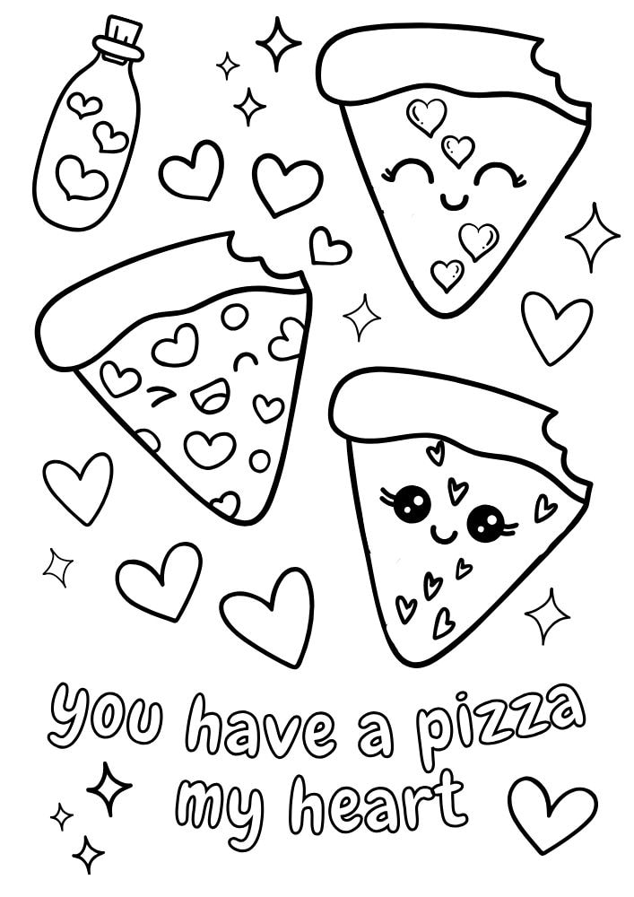 Free Valentine's Day Printable Coloring Pages for Kids V Day Colouring Book love hearts you have a pizza my heart