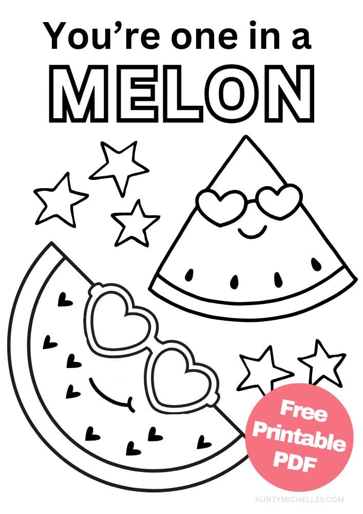 Free Valentine's Day Printable Coloring Pages for Kids V Day Colouring Book love hearts youre one in a melon million watermelon sunglasses stars