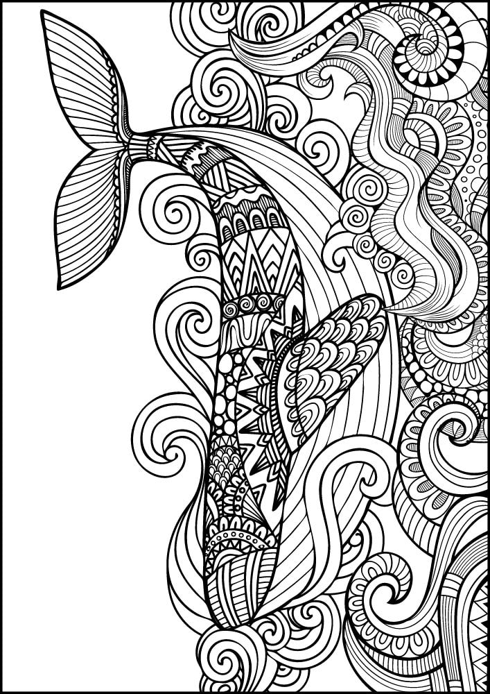 Free ocean animals coloring pages for adults printables colouring book pdf download sea life aquatic 10 mandala whale and waves