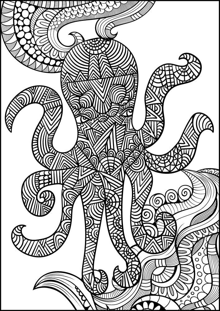 Free ocean animals coloring pages for adults printables colouring book pdf download sea life aquatic 13 mandala octopus waves