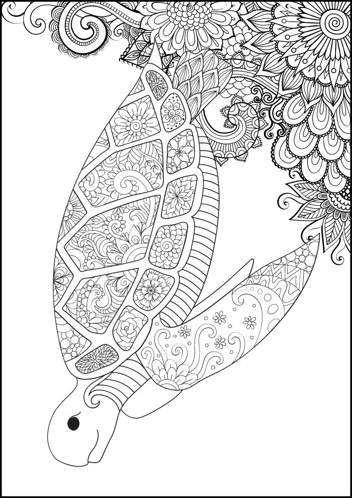 Free ocean animals coloring pages for adults printables colouring book pdf download sea life aquatic 16 mandala sea turtle coral reef plants flowers floral