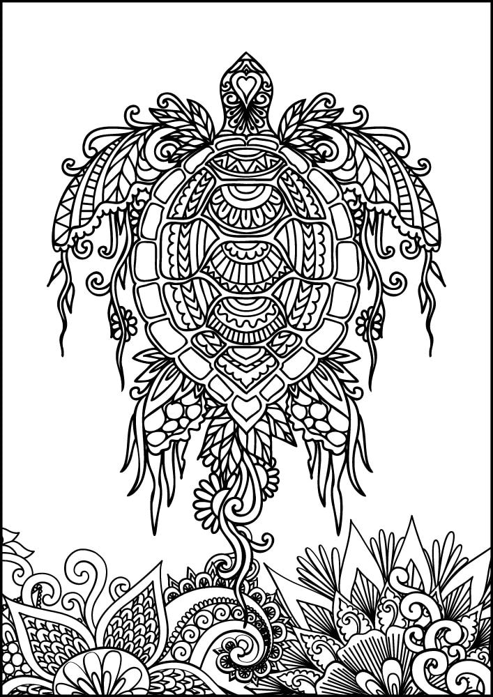 Free ocean animals coloring pages for adults printables colouring book pdf download sea life aquatic 18 mandala sea turtle coral reef flowers floral