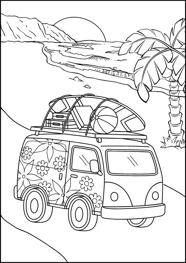 Free Printable Roadtrip Coloring Pages for Kids - Aunty Michelle's