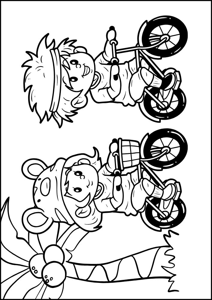 Free printable summer coloring pages for kids printables coloring sheets pdf download colouring book June July August warm weather kids bicycle bike biking riding palm tree boy girl