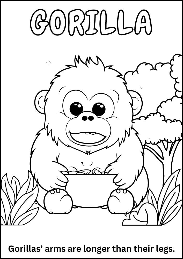 Free printable zoo coloring pages for kids printables coloring sheets pdf download colouring book animal animals wildlife wild life fun fact 19 cute baby gorilla ape monkey