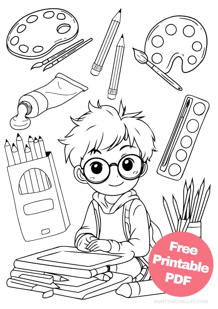 Coloring Page for Kids art class paint student