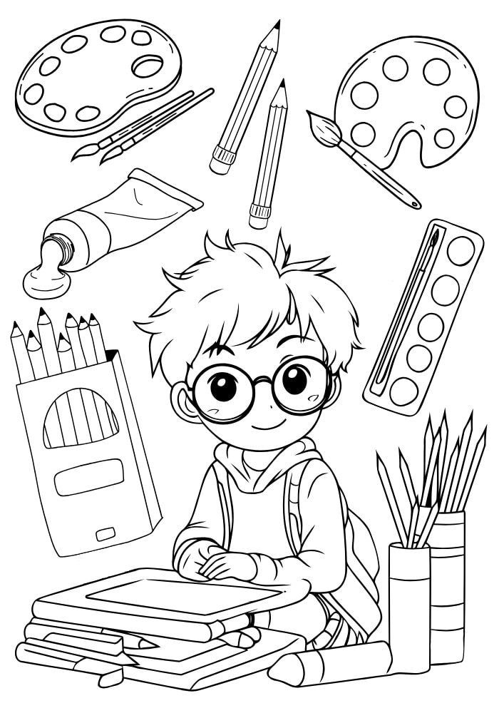 Free Printable Back to School Coloring Pages for Kids Education Studying art class paint student