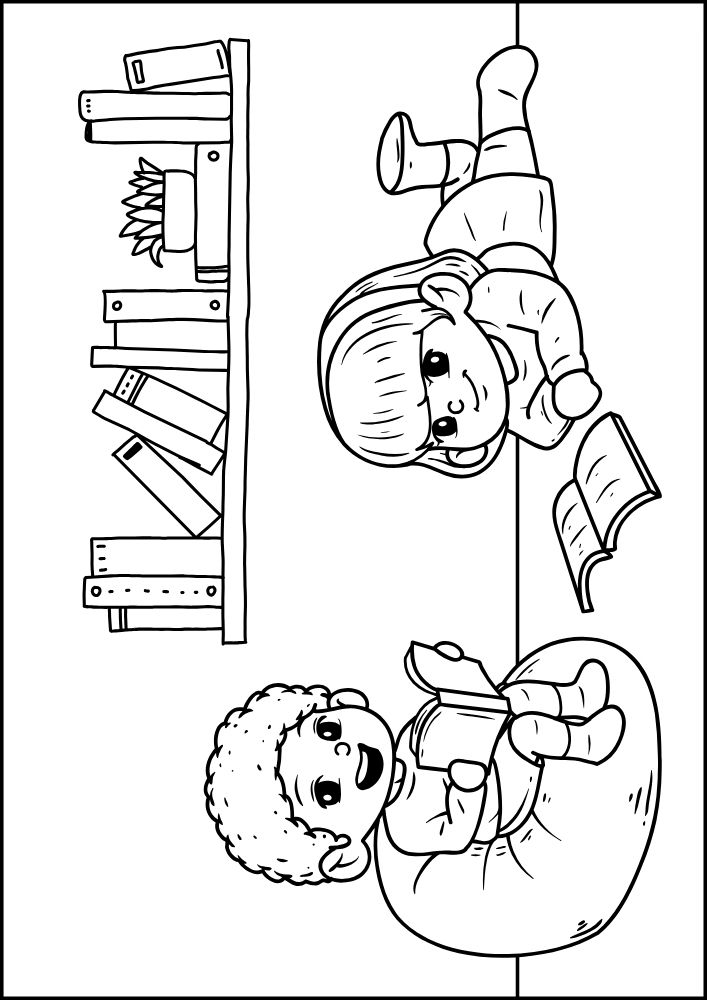 Free Printable Back to School Coloring Pages for Kids Education Studying book library reading