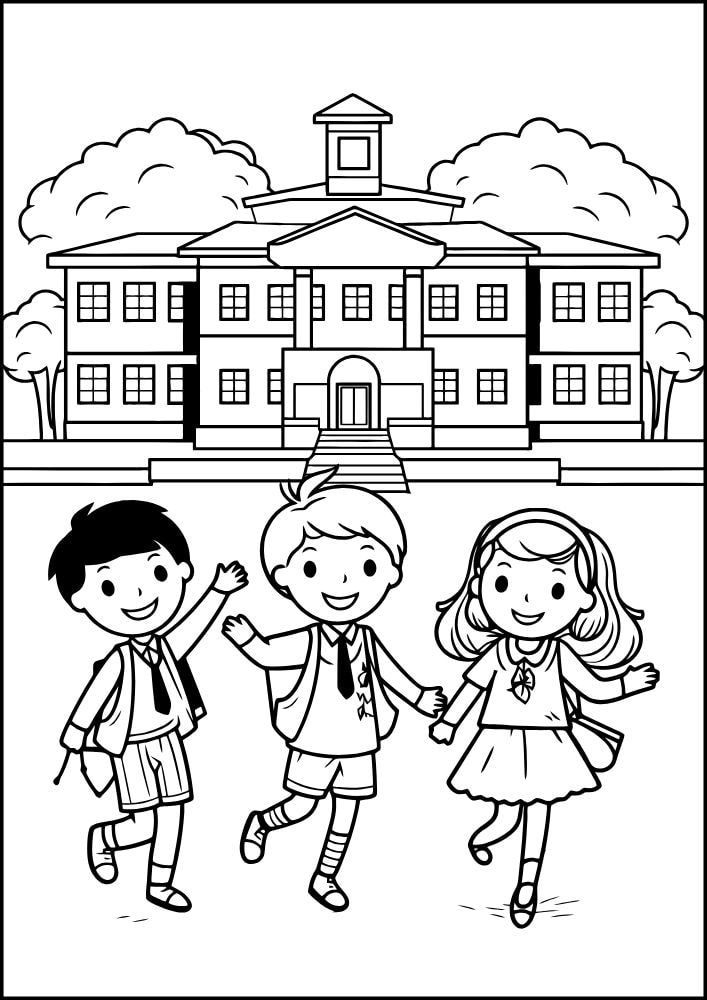 Free Printable Back to School Coloring Pages for Kids Education Studying campus students