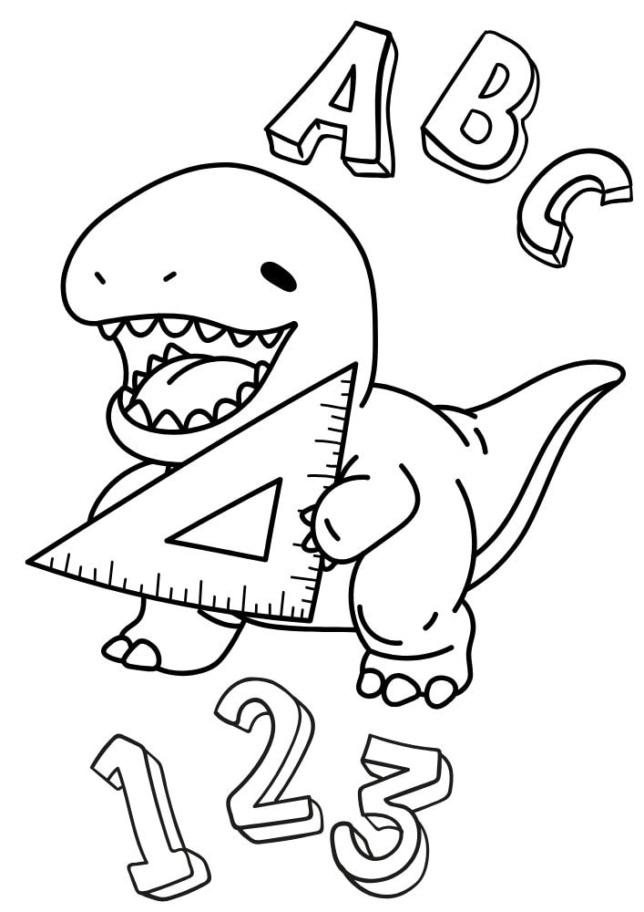 Free Printable Back to School Coloring Pages for Kids Education Studying dinosaur abc 123 math