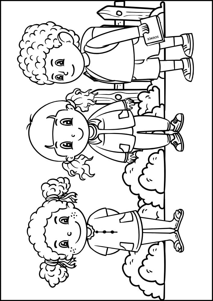 Free Printable Back to School Coloring Pages for Kids Education Studying kids waiting for bus