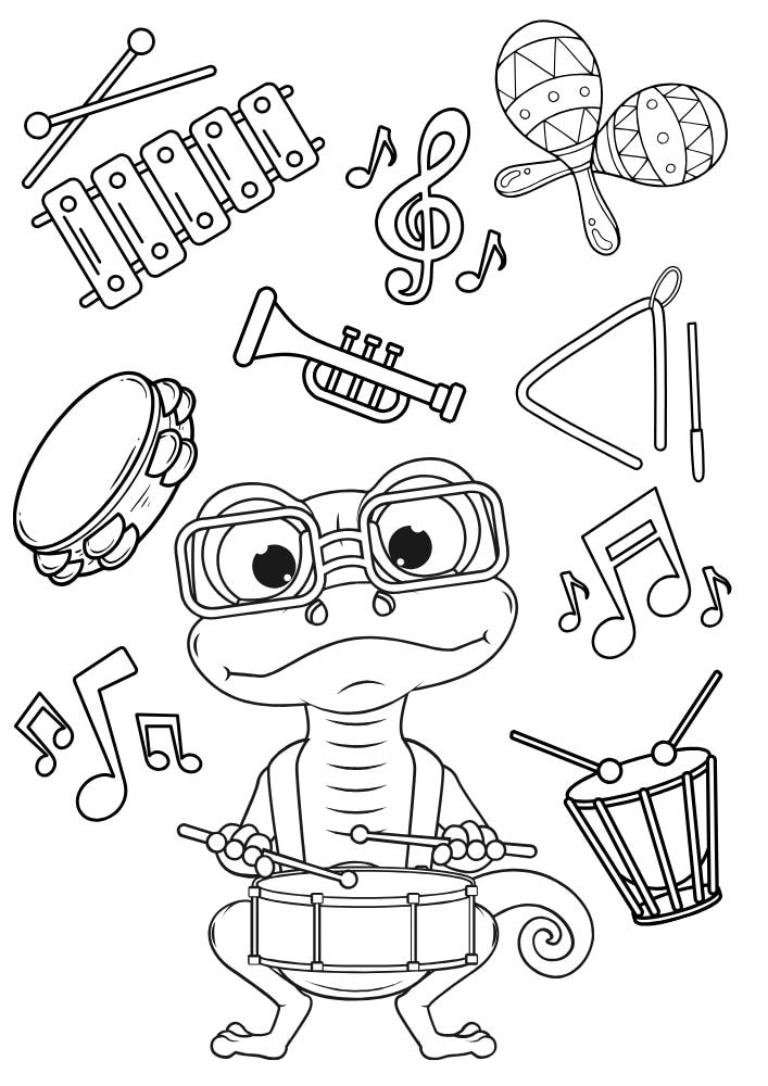 Free Printable Back to School Coloring Pages for Kids Education Studying music class instrument