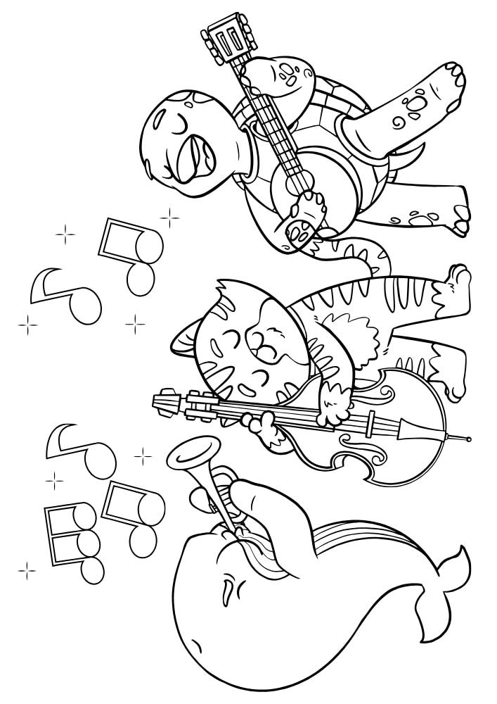 Free Printable Back to School Coloring Pages for Kids Education Studying music class trumpet animals guitar