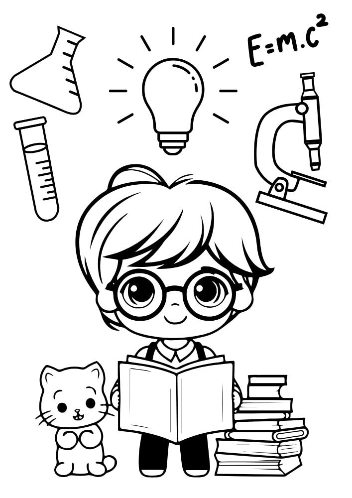 Free Printable Back to School Coloring Pages for Kids Education Studying science class scientist