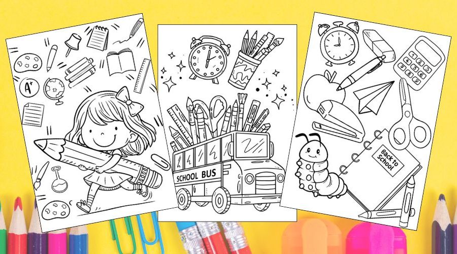 Free Printable Back to School Coloring Pages for Kids Feature