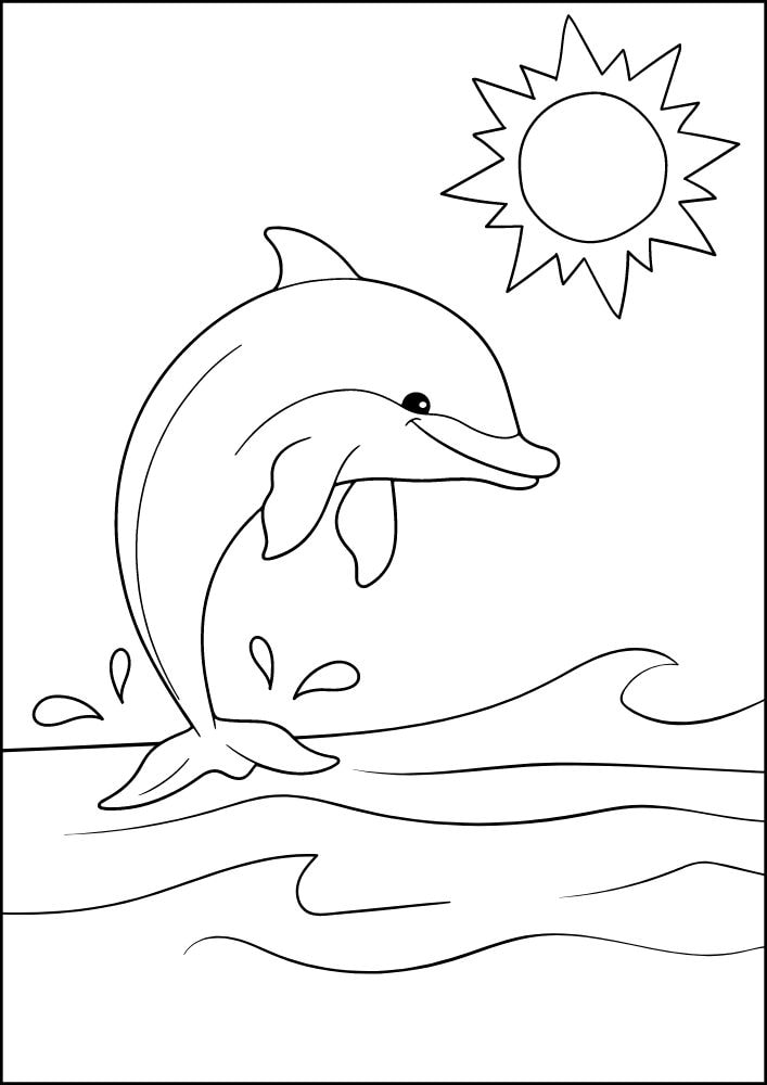 Free Printable Beach Coloring Pages for Kids Seaside Shore Coast Ocean Summer Dolphin Jumping