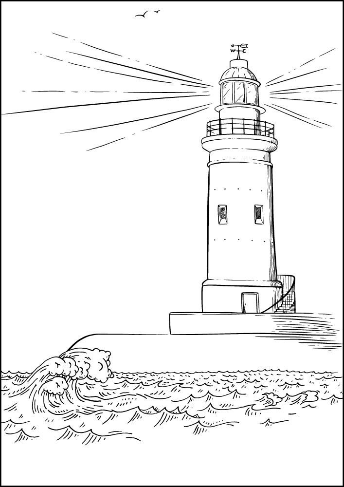 Free Printable Beach Coloring Pages for Kids Seaside Shore Coast Ocean Summer Lighthouse