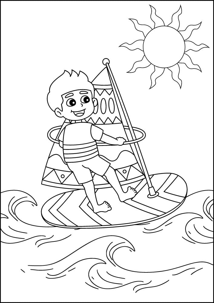 Free Printable Beach Coloring Pages for Kids Seaside Shore Coast Ocean Summer parasailing