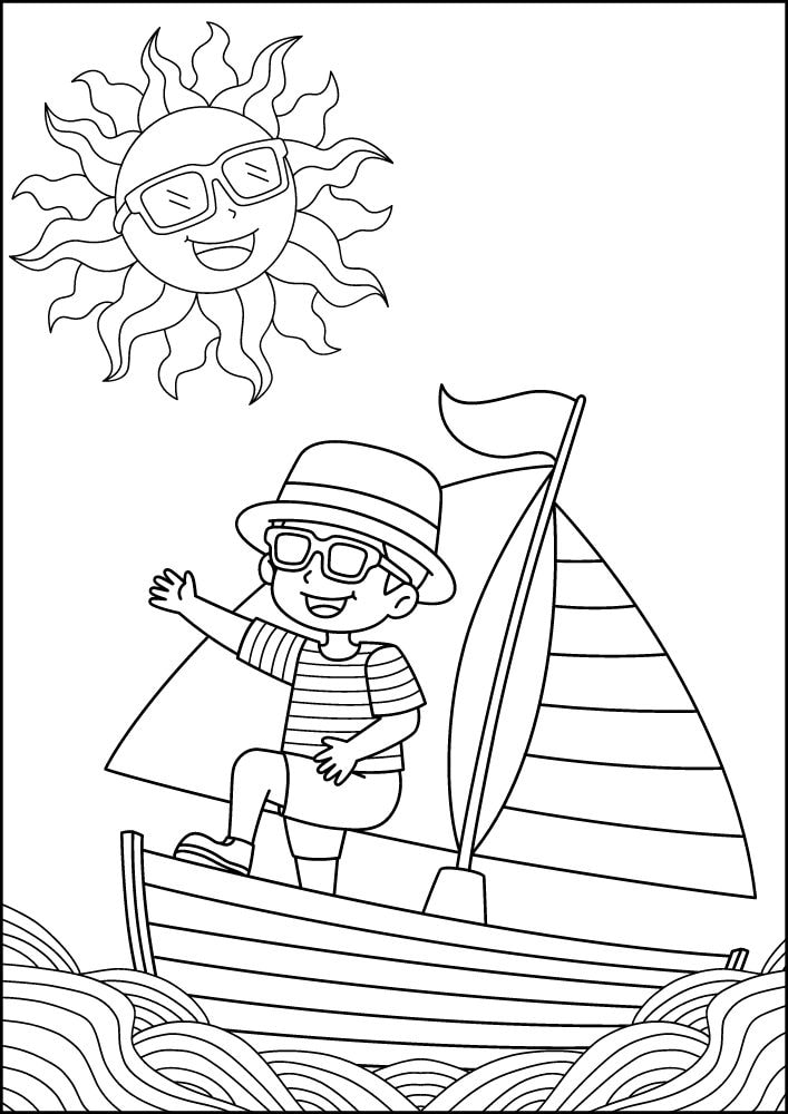 Free Printable Beach Coloring Pages for Kids Seaside Shore Coast Ocean Summer sailing sailboat