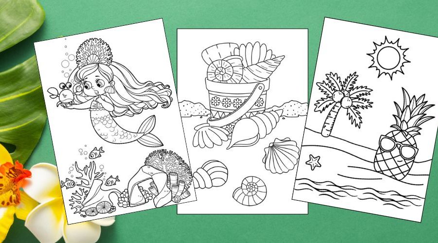 Free Printable Beach Coloring Pages for Kids blog feature