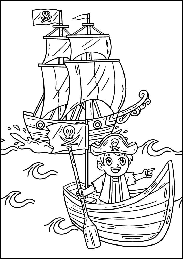 Free Printable Pirate Coloring Pages for Kids boat ship dingy pirate flag