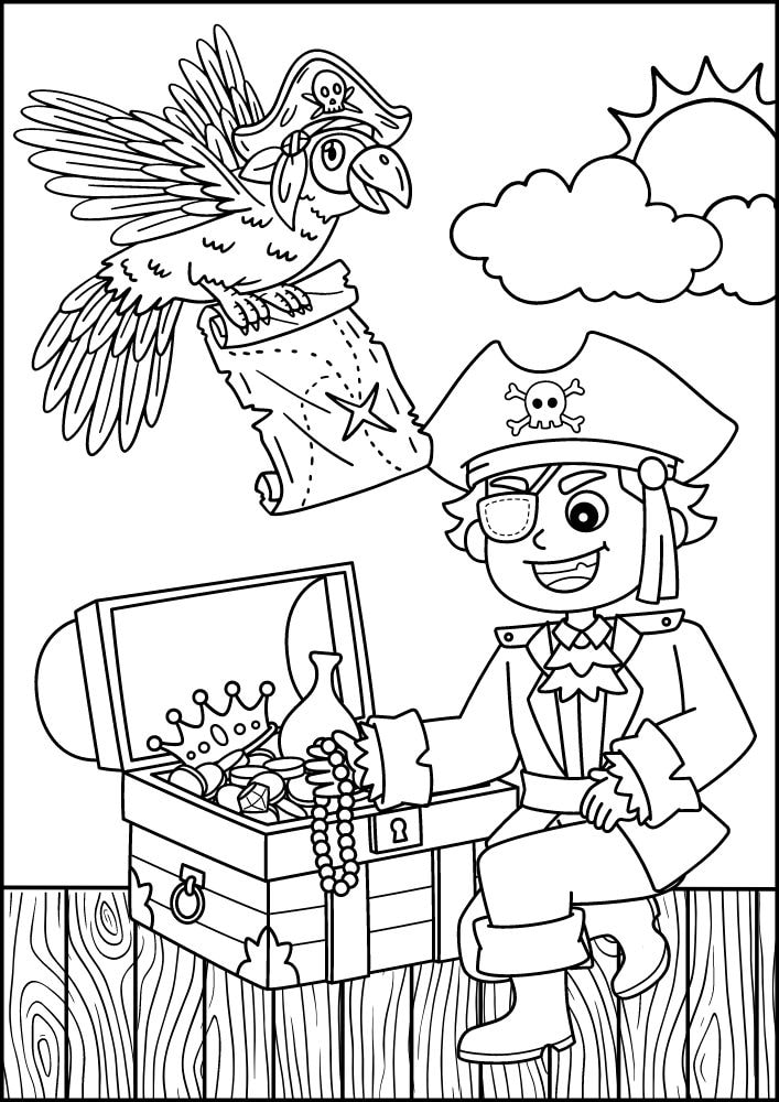 Free Printable Pirate Coloring Pages for Kids captain pirate map treasure