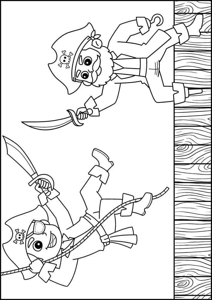 Free Printable Pirate Coloring Pages for Kids fight captain sword ship