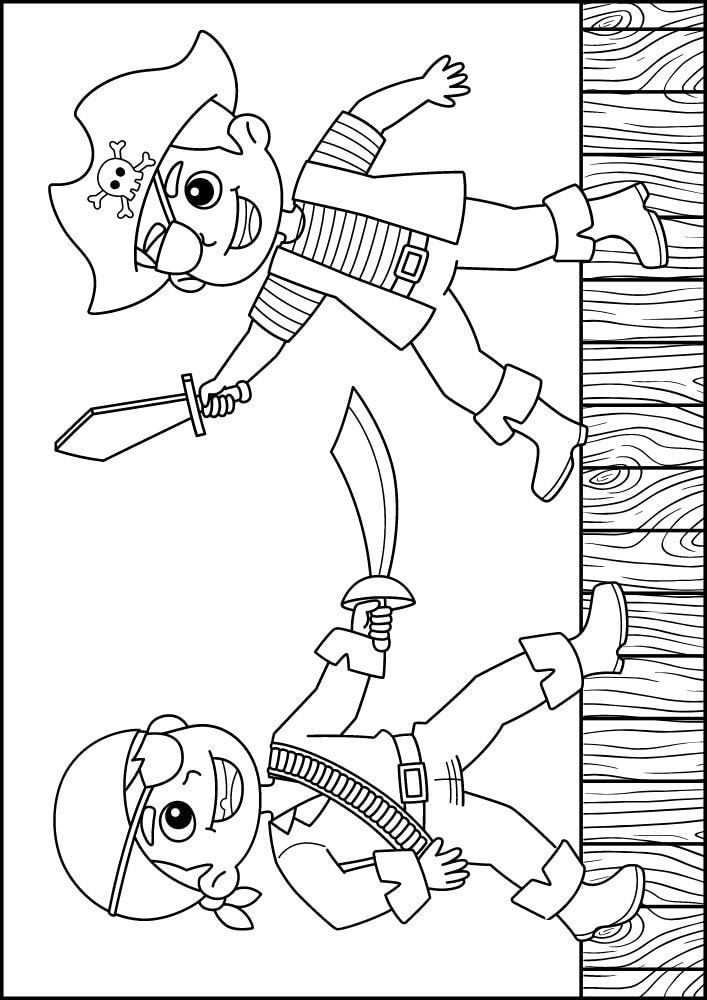 Free Printable Pirate Coloring Pages for Kids pirates duel fight cute