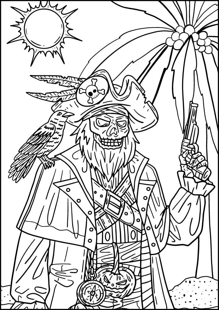 Free Printable Pirate Coloring Pages for Kids scary skull pirate dead