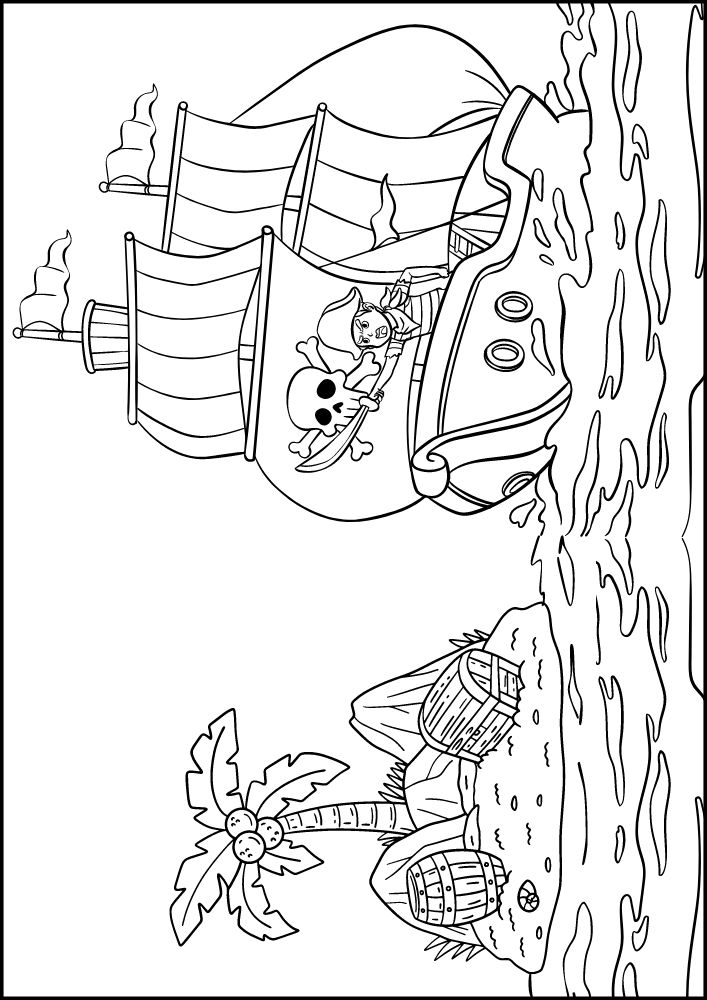 Free Printable Pirate Coloring Pages for Kids ship captain island treasure ocean