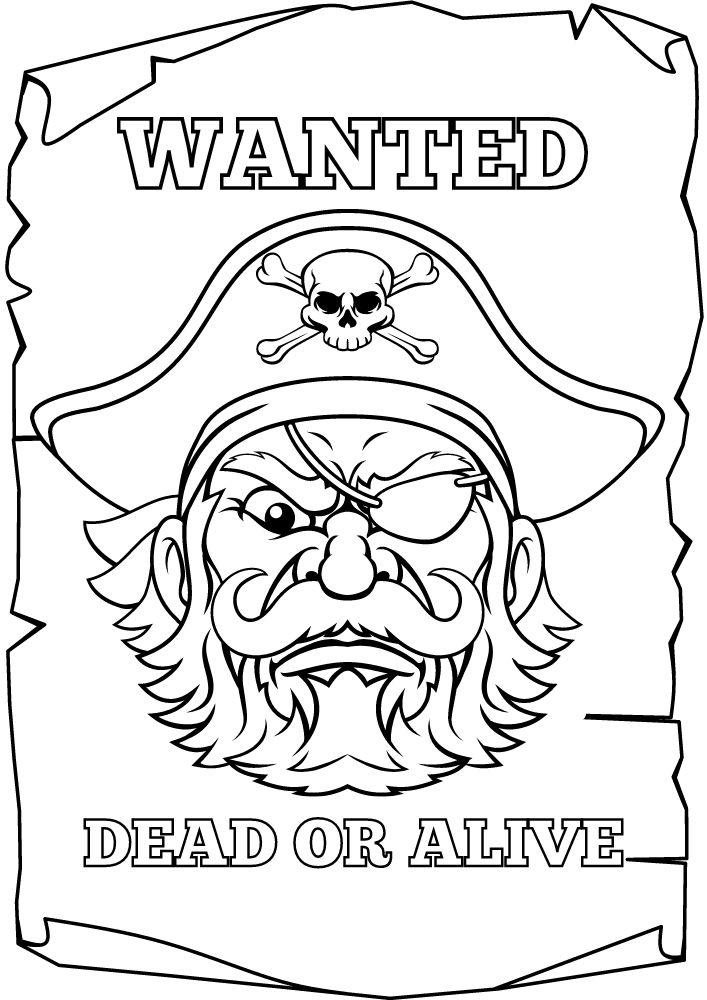 Free Printable Pirate Coloring Pages for Kids wanted poster dead or alive