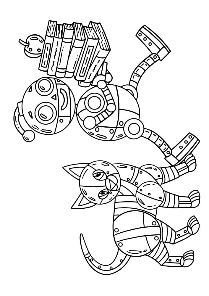 Free Printable Robot Coloring Pages for Kids Bot Droid ai cat books