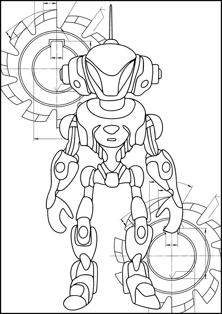 Free Printable Robot Coloring Pages for Kids Bot Droid ai future futuristic engineer ai