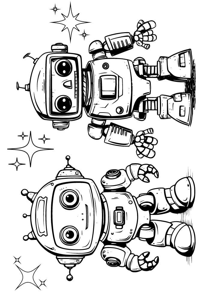 Free Printable Robot Coloring Pages for Kids Bot Droid ai outer space