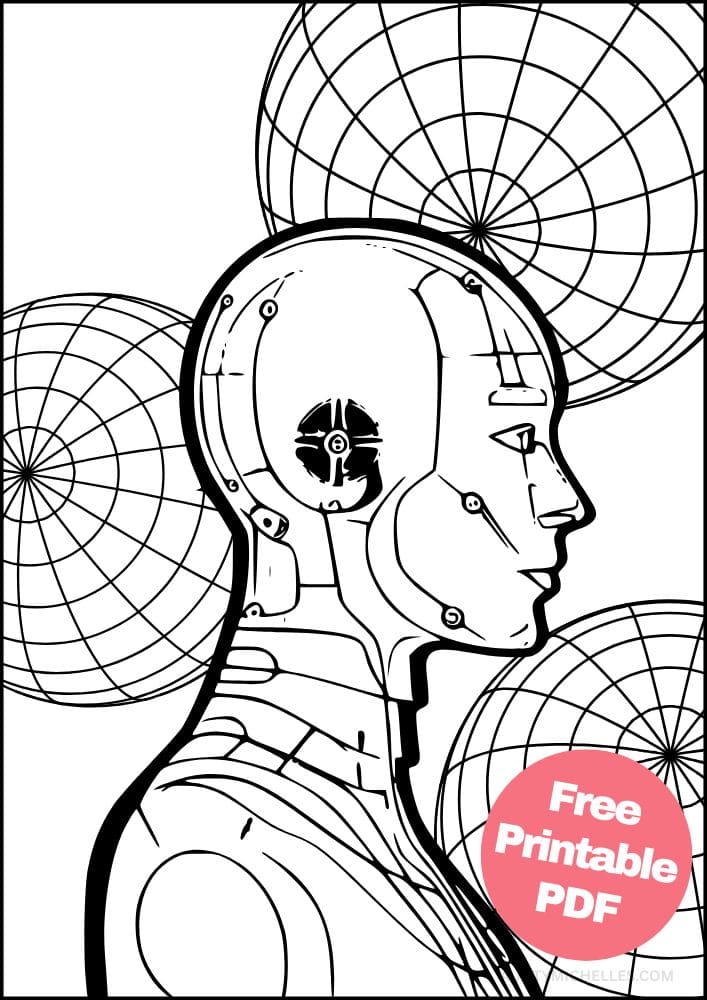 Robot Coloring Page for Kids Bot Droid ai sci-fi