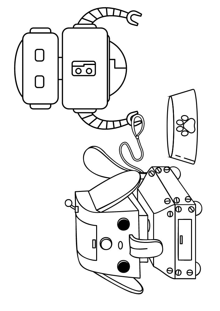 Free Printable Robot Coloring Pages for Kids Bot Droid dog walker leash bowl