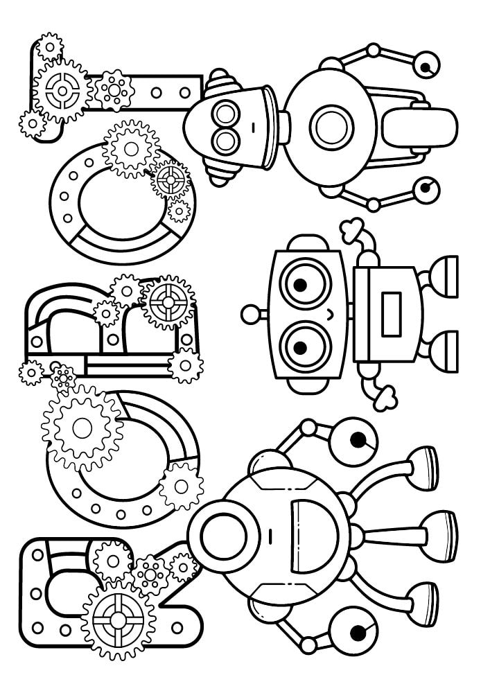 Free Printable Robot Coloring Pages for Kids Bot Droid gears gear ai future futuristic