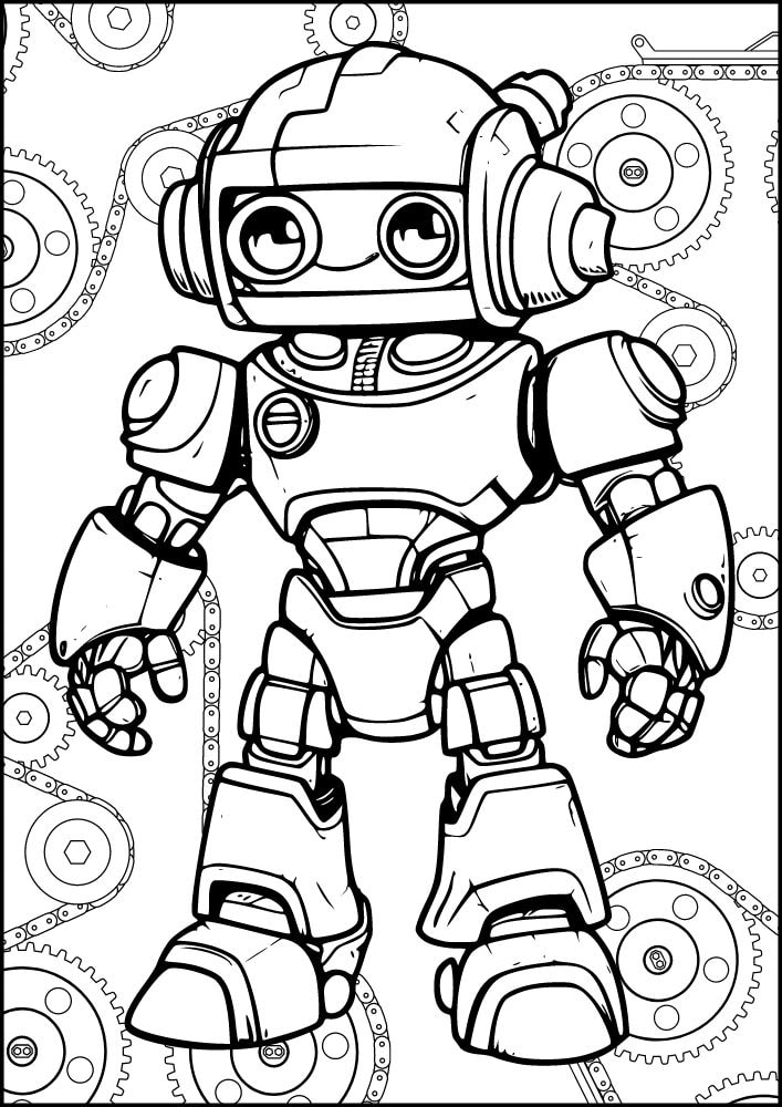 Free Printable Robot Coloring Pages for Kids Bot Droid gears mechanic engineer science