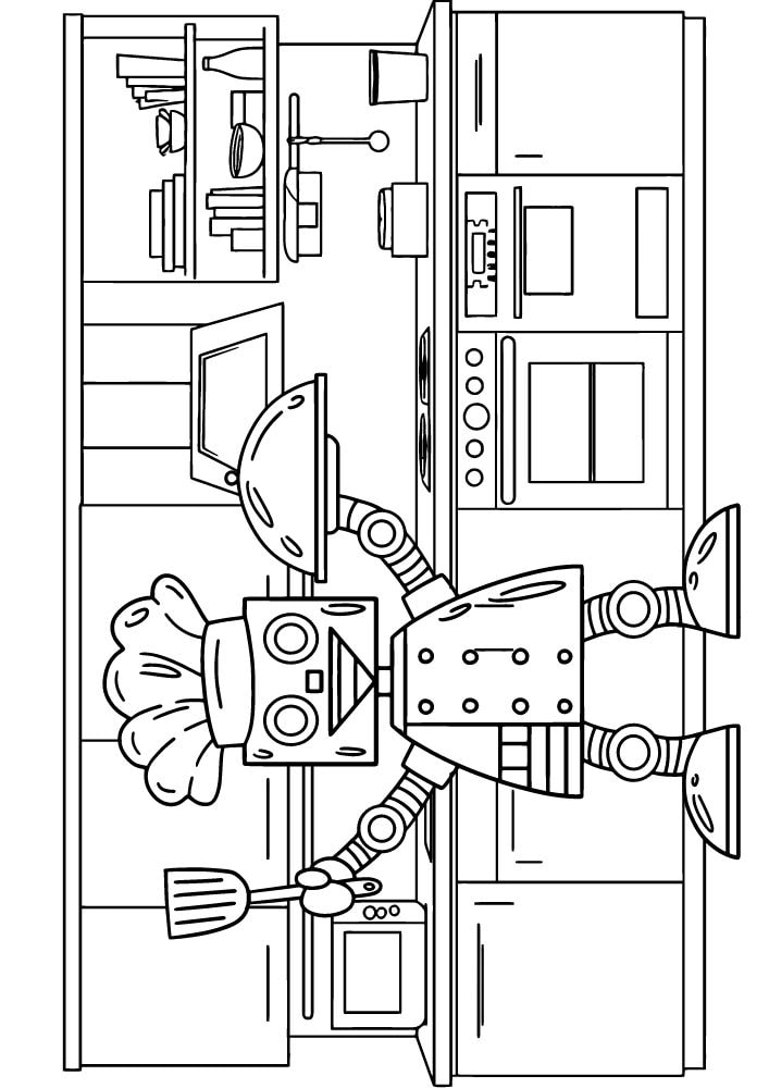 Free Printable Robot Coloring Pages for Kids Bot Droid kitchen chef ai