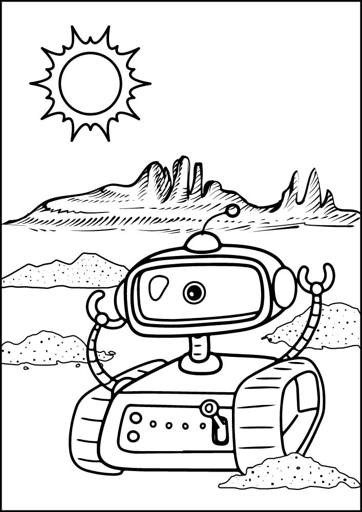 Free Printable Robot Coloring Pages for Kids Bot Droid science outer space planet future ai