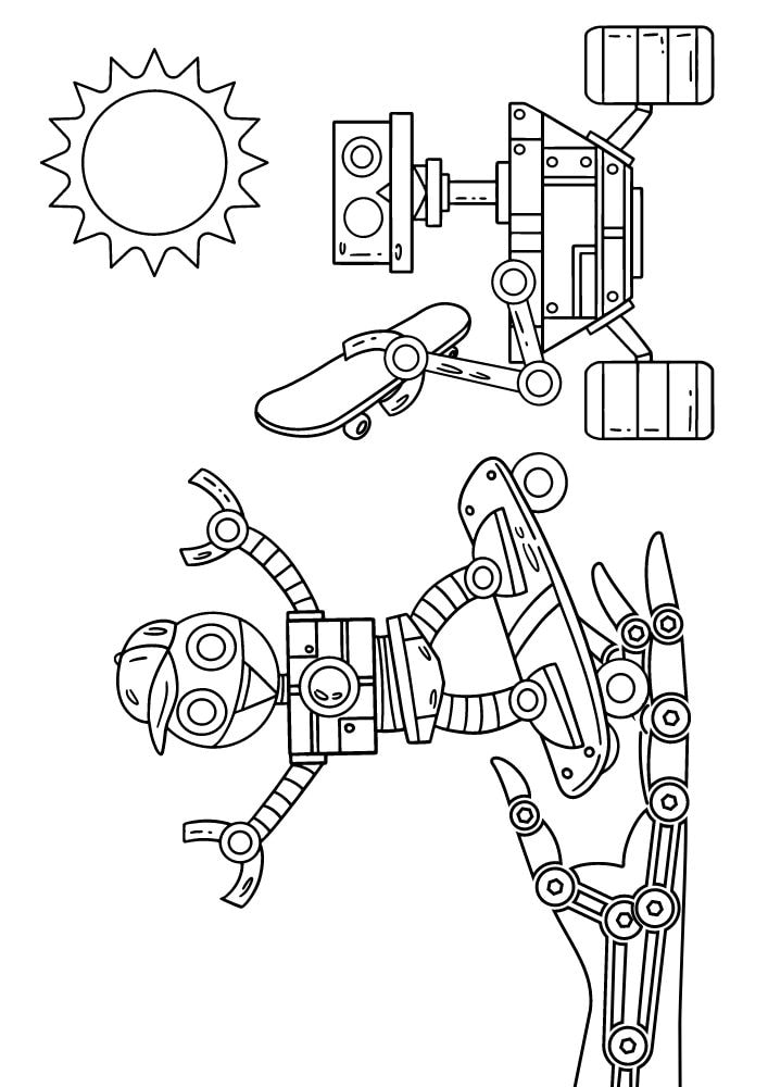 Free Printable Robot Coloring Pages for Kids Bot Droid skateboard skateboarder