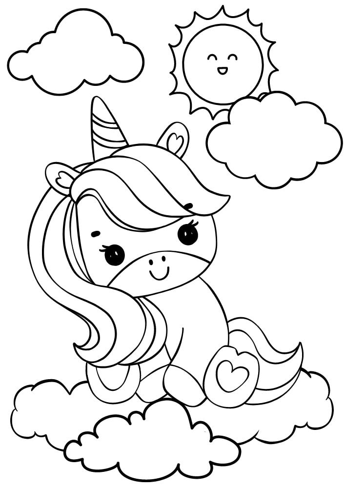 Free Printable Unicorn Coloring Pages for Kids cloud sun cute