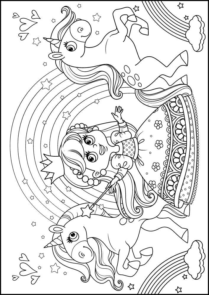 Free Printable Unicorn Coloring Pages for Kids princess rainbow