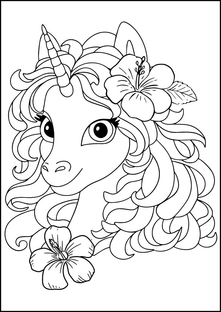 Free Printable Unicorn Coloring Pages for Kids tropical flower