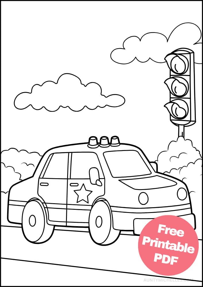 stop light police car checkpoint police man coloring page law enforcement