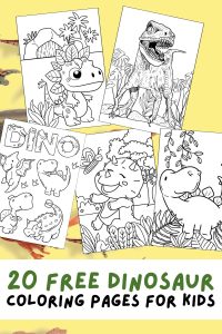 free printable dinosaur coloring pages for kids Pinterest Pin - dino coloring book, free printout pdf for kids, jurassic coloring sheets, download printouts