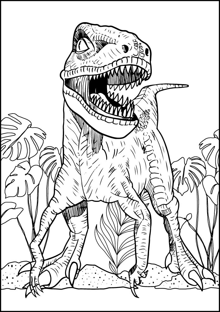 free printable dinosaur coloring pages for kids dino printout pdf scary velociraptor